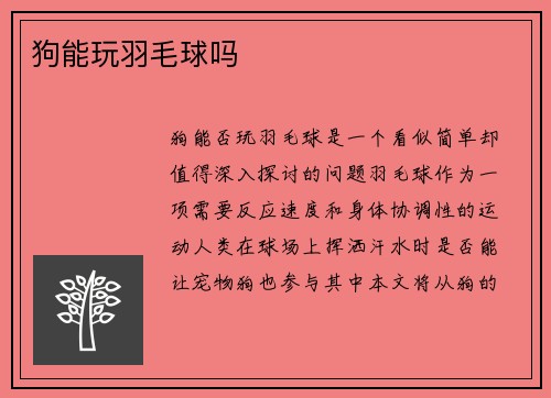 狗能玩羽毛球吗