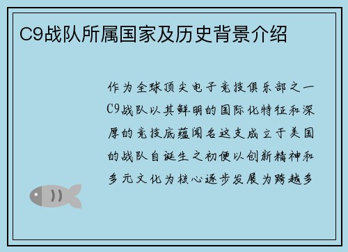 C9战队所属国家及历史背景介绍